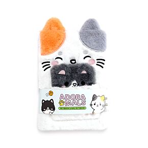 Adoramals Lola the Cat Katze Plüsch-Notizbuch mit Tasche & Mini-Notizbuch
