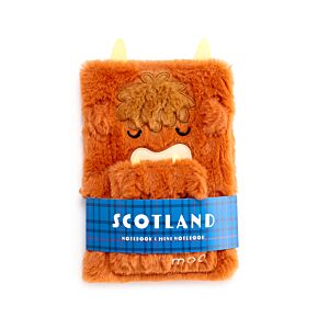 Highland Coo Kuh Plüsch-Notizbuch mit Tasche & Mini-Notizbuch