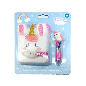 Unicorn Magic Einhorn Plüsch A7 Mini Notizbuch & 4-Farb-Kugelschreiber