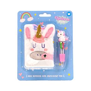 Unicorn Magic Einhorn Plüsch A7 Mini Notizbuch & 4-Farb-Kugelschreiber