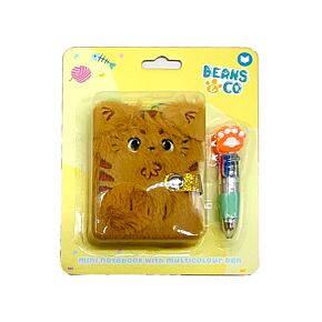 Beans & Co Cat Katze Plüsch A7 Mini Notizbuch & 4-Farb-Kugelschreiber