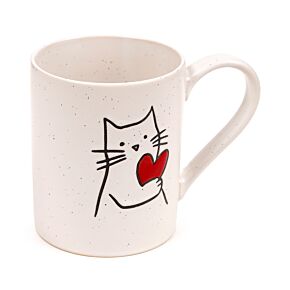 Katze mit Herz Steingutbecher