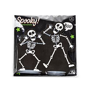 Halloween Skelett Packung mit 12 3-lagigen Papierservietten