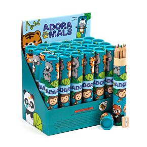 Adoramals Dschungel Stiftebox mit 12 Buntstiften und Spitzer