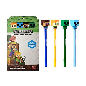 Minecraft Chibi Radierbarer Kugelschreiber mit Minecraft-Silikon-Topper 4er-Set