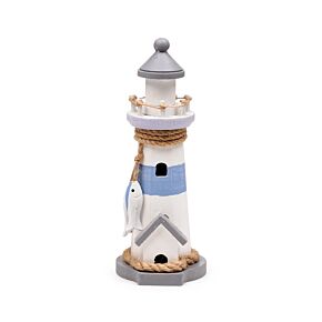Strand-Souvenir - Leuchtturm Figur mit weißen Fischen