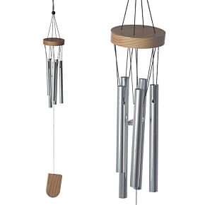 Hölzernes Windspiel mit Metallrohren 37cm