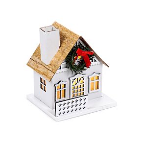 Weihnachtshaus mit Adventskranz Winter LED-Dekoration