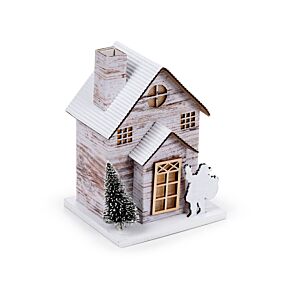 Weihnachtshaus mit Santa & Tanne LED-Dekoration