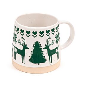 Grünes Rentier Konische Steingut-Tasse