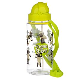 Shaun das Schaf Kinder-Trinkflasche mit Strohhalm & Tragekordel