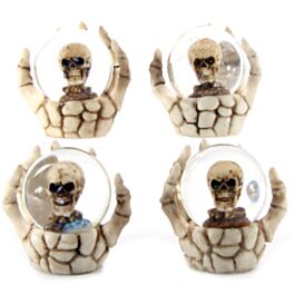 Totenkopf Schneekugel in Skeletthand (pro Stück)
