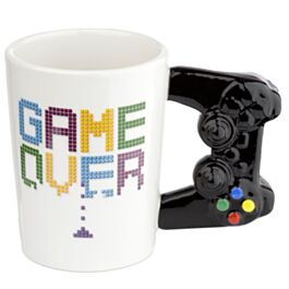 GAME OVER Gamecontroller geformter Henkel Tasse aus Dolomit-Keramik