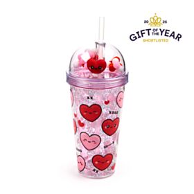 J'Adoramal's Heart Herz Doppelwandiger Becher mit Deckel, Strohhalm & Glücksbringern