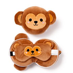 Relaxeazzz Affe Plüsch Reisekissen & Schlafmaske