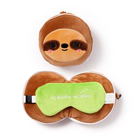 Relaxeazzz Faultier Plüsch Reisekissen & Schlafmaske