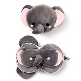 Relaxeazzz Adoramals Janu the Elefant Plüsch Reisekissen & Schlafmaske