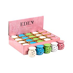 Ausgestanzte Blumenblattdesign kleine Duftlampe aus Keramik 7.5cm