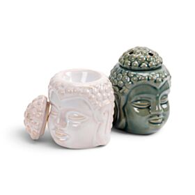 Brucheffekt Thai Buddha Kopf Duftlampe aus Keramik