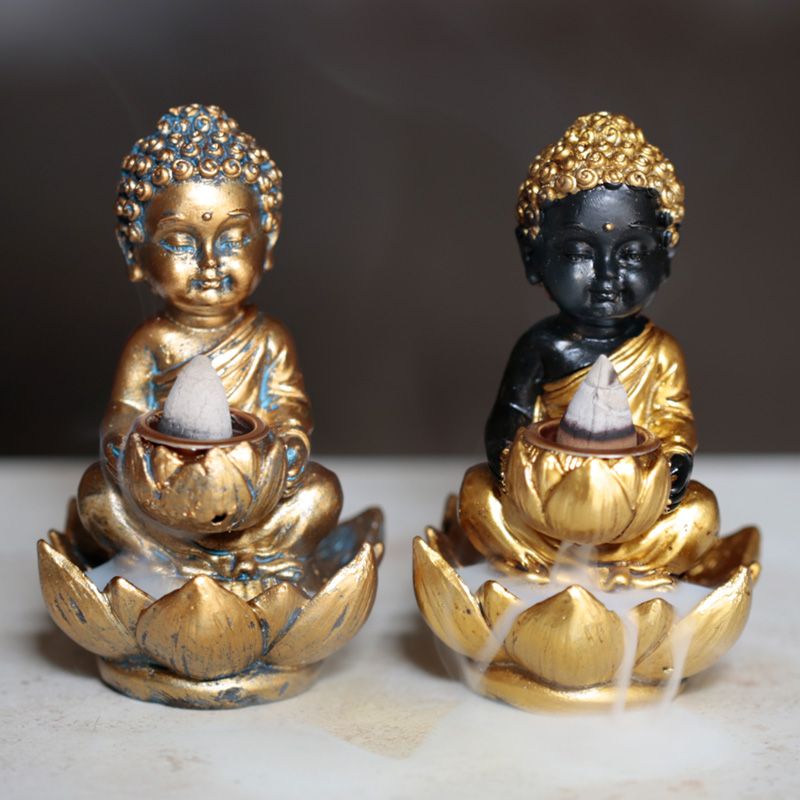 Kleines Buddha und Lotos Rückfluss Räucherbrenner