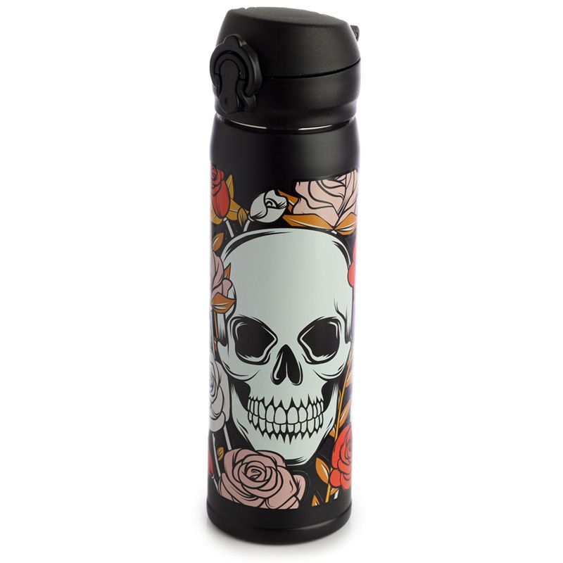Skulls & Roses Thermo Trinkflasche mit Druckknopf 450ml