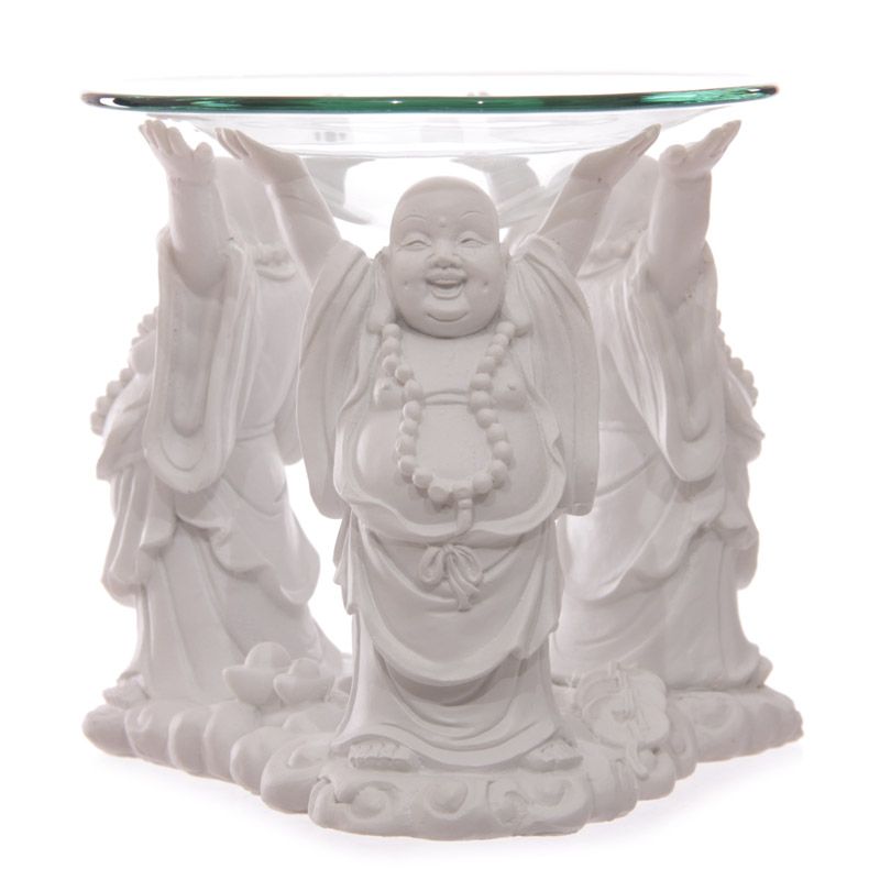 Weißer lachender Buddha Dutflampe 11cm