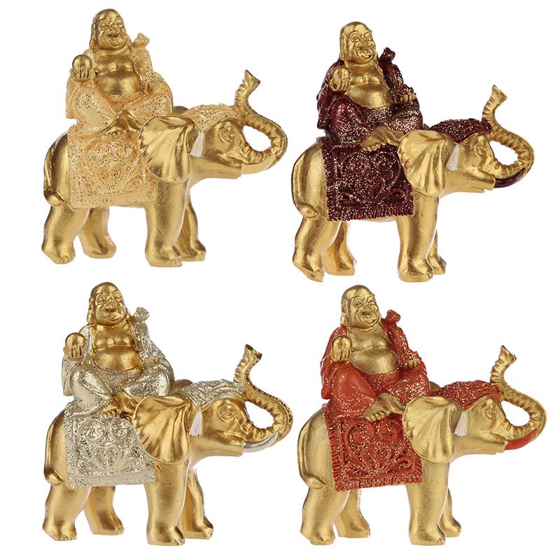 Glitter Buddha sitzt auf einem Elefant Schlüsselanhänger