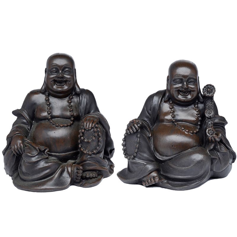 Peace of the East gebürsteter Holzeffekt glücklicher Buddha Figur