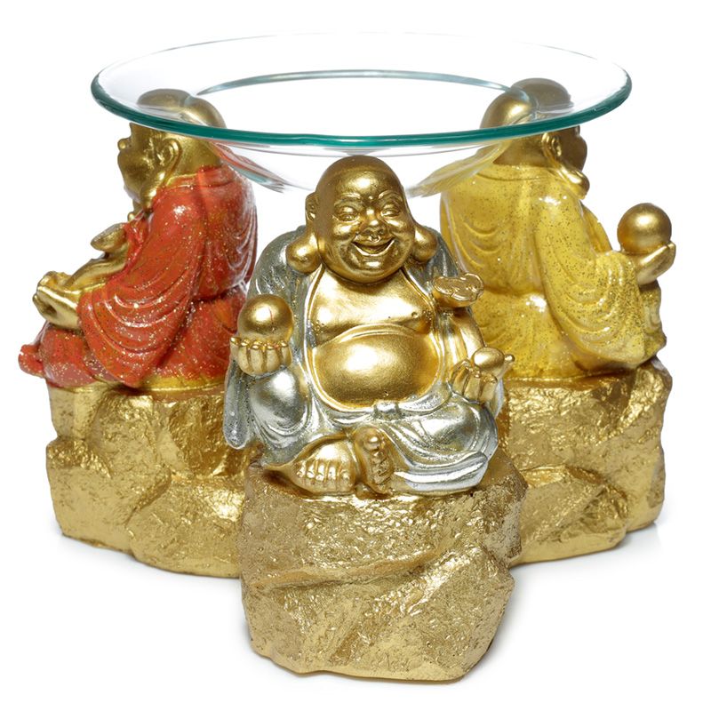 Glücklicher glitzernder chinesischer lachender Buddha Duftlampe für Öl & Wachs