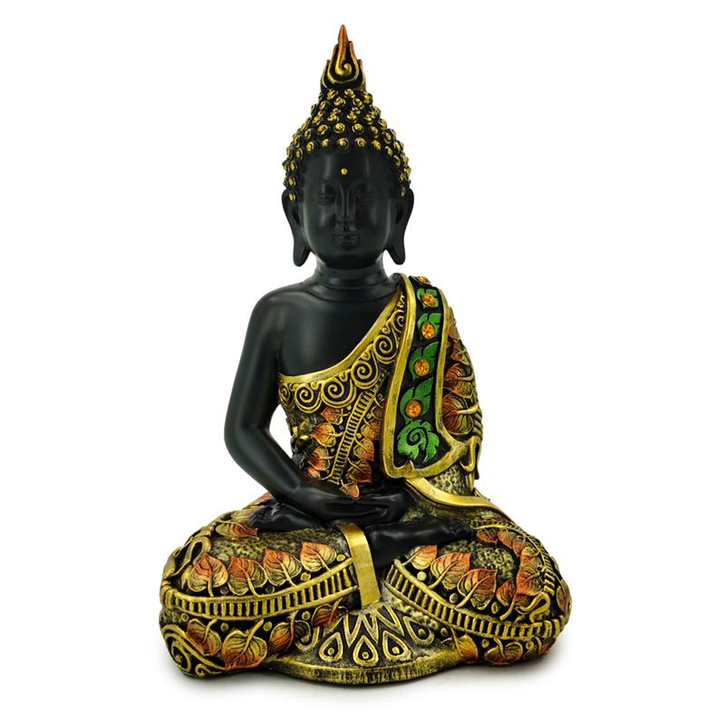 Schwarzer & Oranger Goldener Thai Buddha Kontemplation