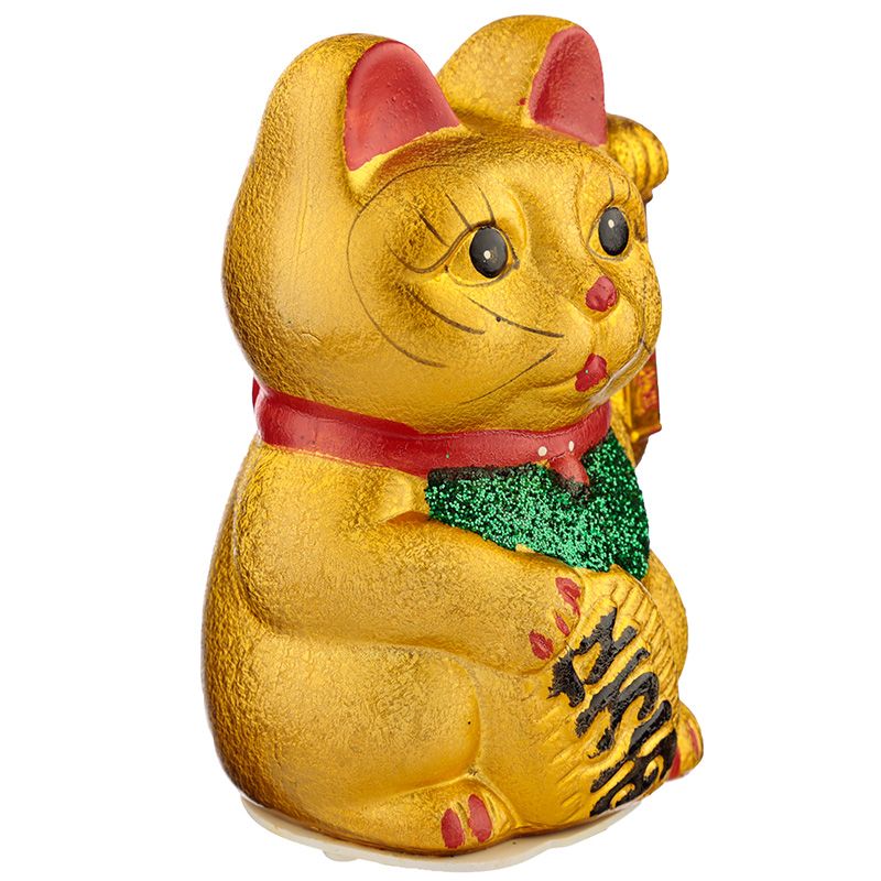 Maneki Neko Winkende Glückskatze, Augen Offen 17cm