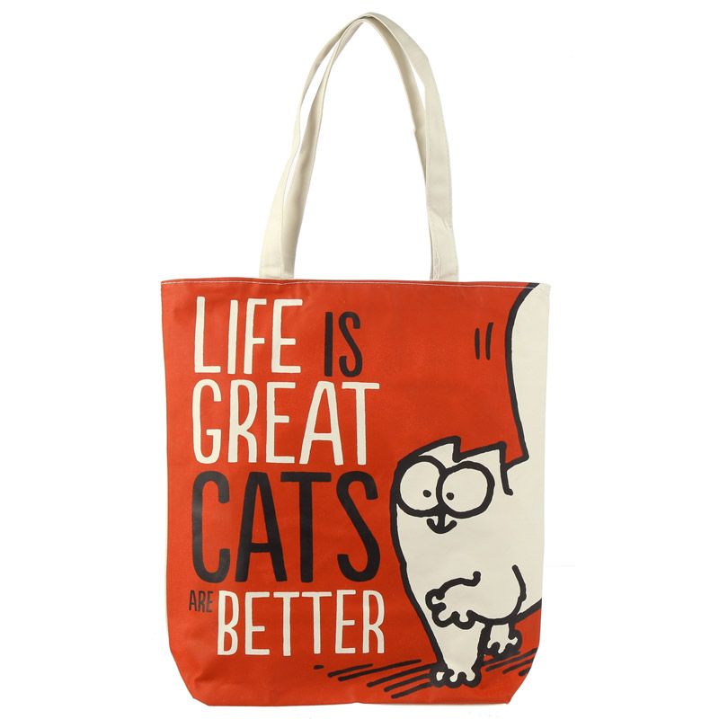Simon's Cat Life is Great Cat's are Better Katze Baumwollbeutel