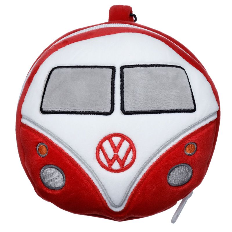 Relaxeazzz Plüsch Volkswagen VW T1 Bulli rote Reisekissen & Augenmaske