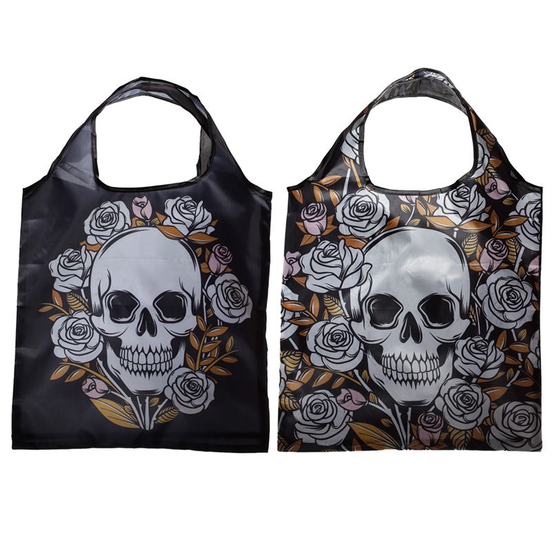 Faltbare wiederverwendbare Einkaufstasche - Skulls & Roses