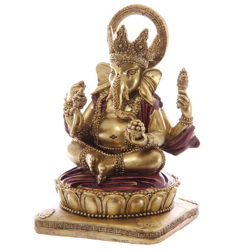 Gold und Rot Ganesha Statue 14cm