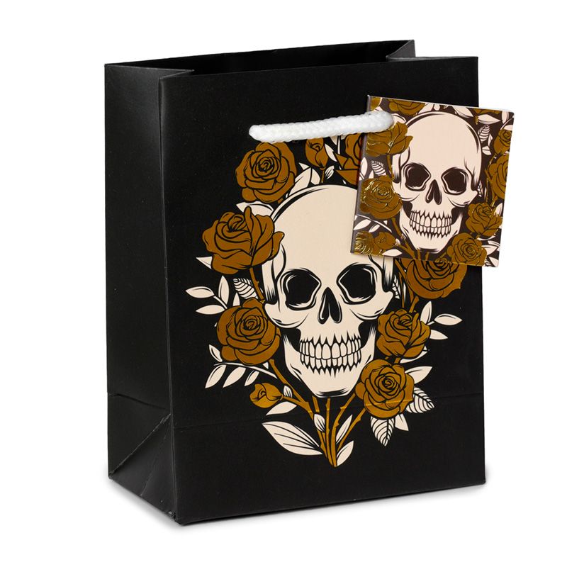 Skulls & Roses Metallische Geschenktasche - (S)