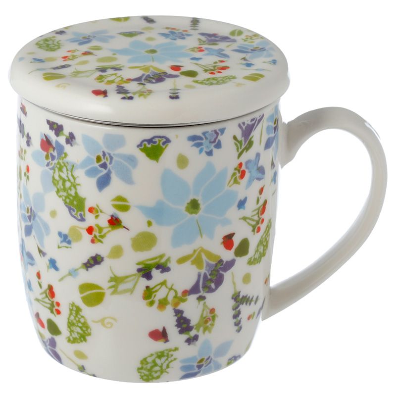 Julie Dodsworth Lavendel Tasse aus Porzellan mit Teeei und Deckel