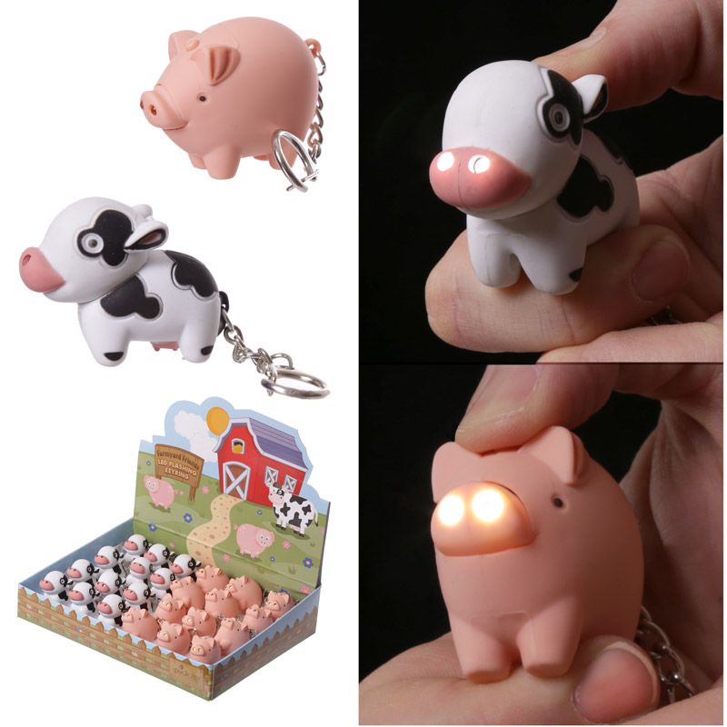 Bauernhof Kuh & Schweinchen LED mit Ton Schlüsselanhänger
