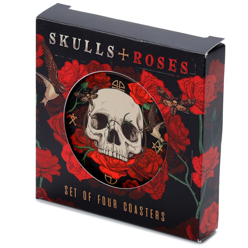 Skulls & Roses Totenkopf Untersetzer 4er Set