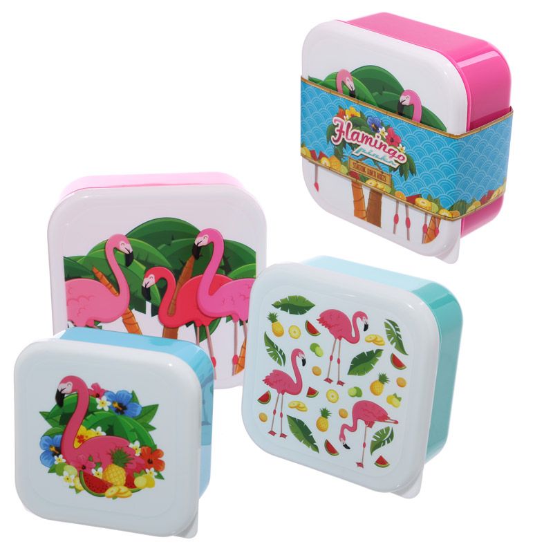 Tropischer Flamingo Design Lunchboxen Brotdosen 3er Set S/M/L