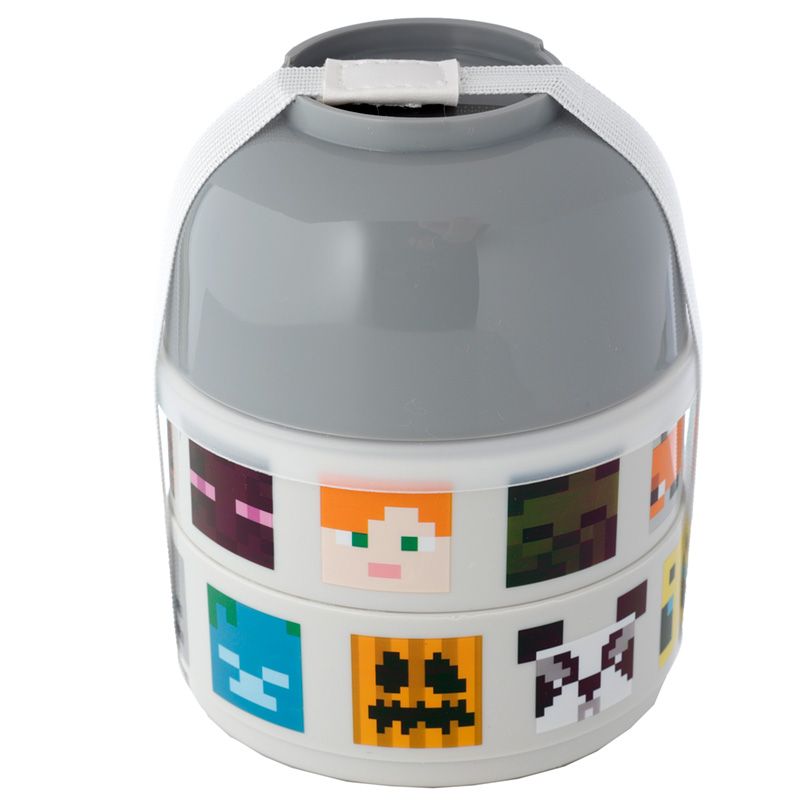 Minecraft Faces Runde Bento Box Lunchbox mit 3 Fächern