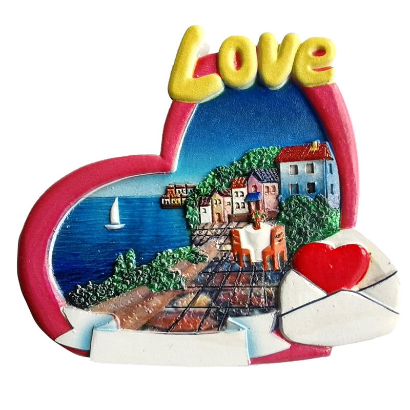 An der Küste 3D Souvenir-Magnet - Liebesbrief in Herzform
