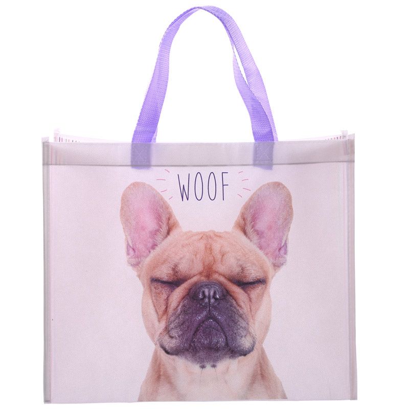 Französische Bulldogge WOOF Design Einkaufstasche