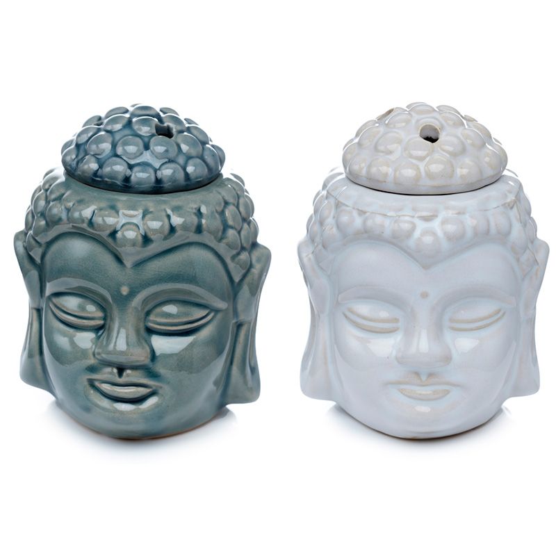 Brucheffekt Thai Buddha Kopf Duftlampe aus Keramik