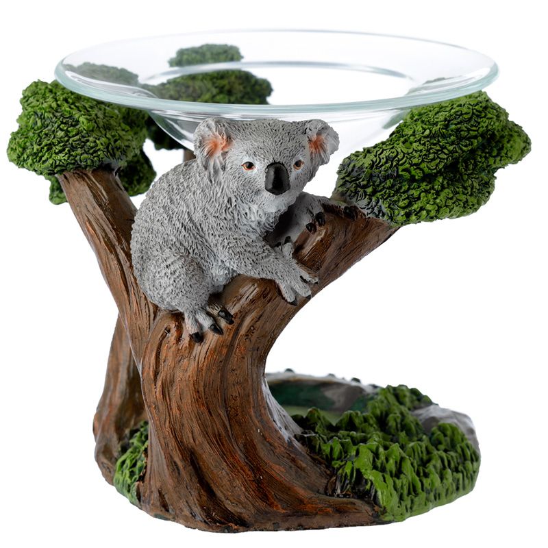 Koala im Baum Duftlampe für Öl und Wachs aus Harz mit Glasschale