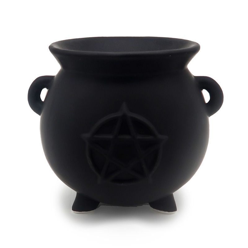 Hexenkessel Pentagramm schwarze Duftlampe aus Keramik