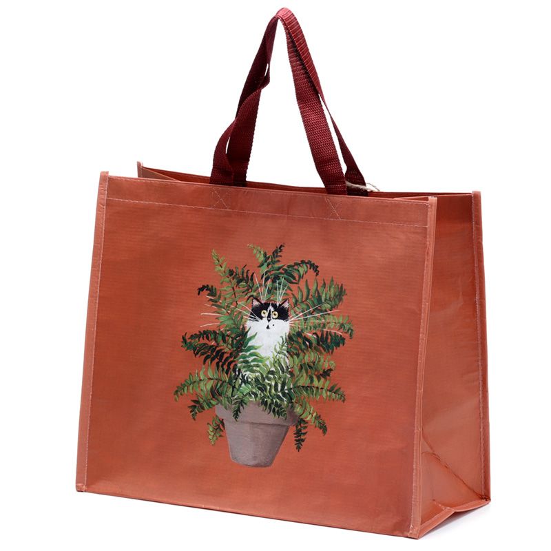 Kim Haskins Katze rote botanische wiederverwendbare Einkaufstasche RPET