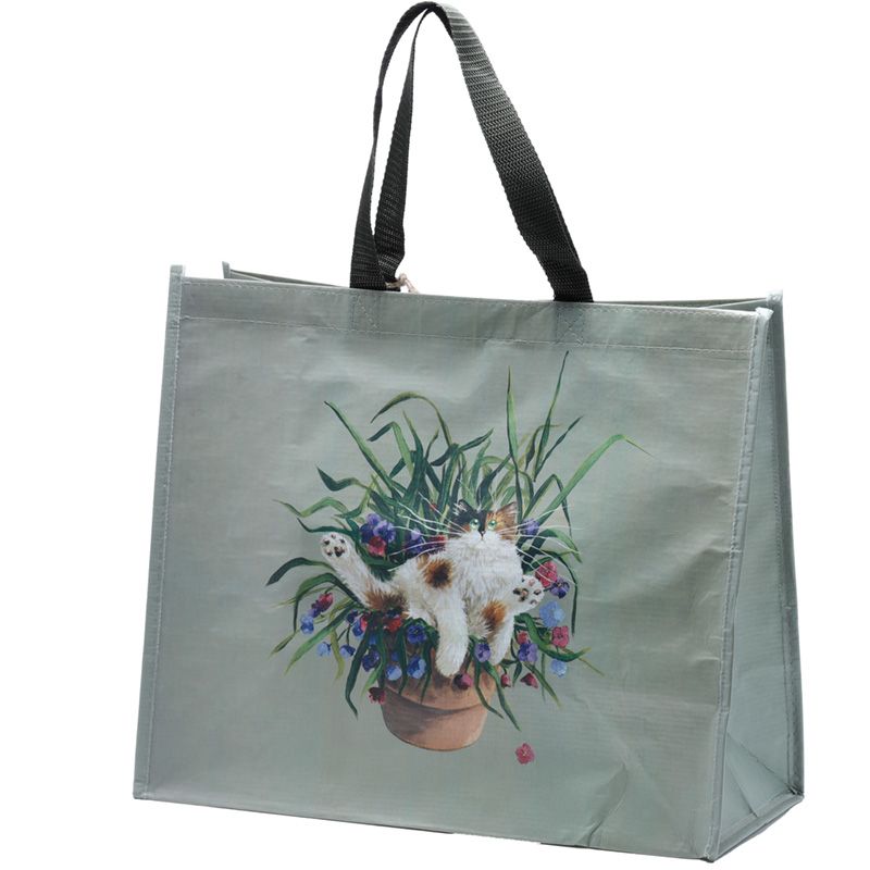 Kim Haskins Katze grüne botanische wiederverwendbare Einkaufstasche RPET