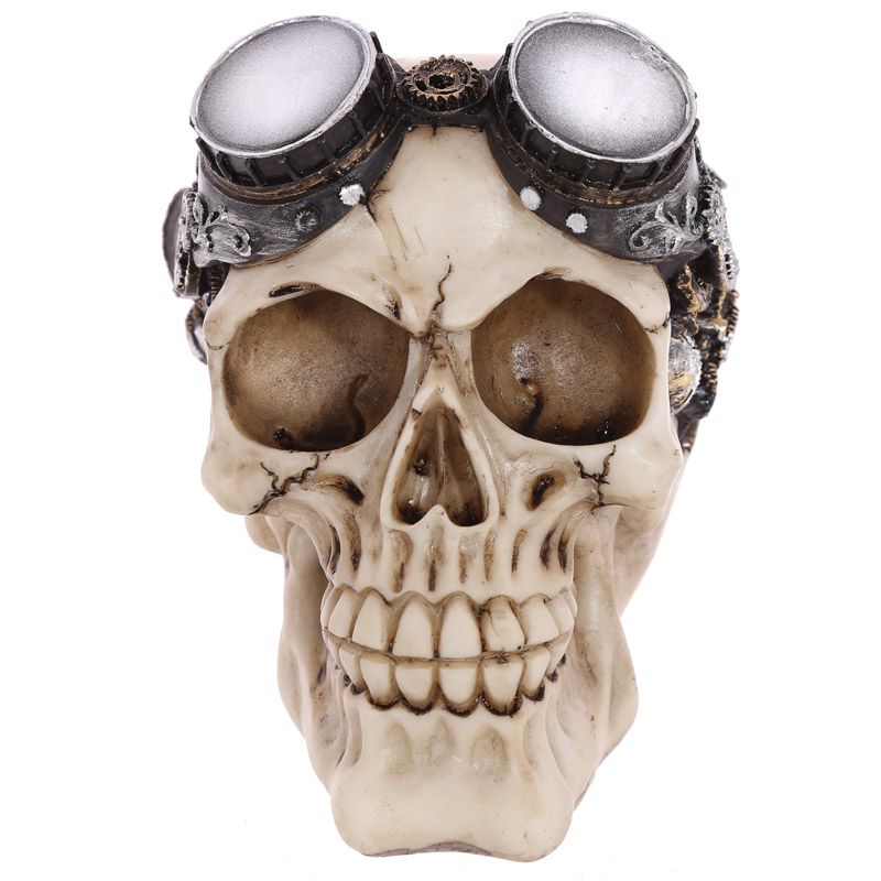 Steam Punk Stil Totenkopf Deko mit Brille