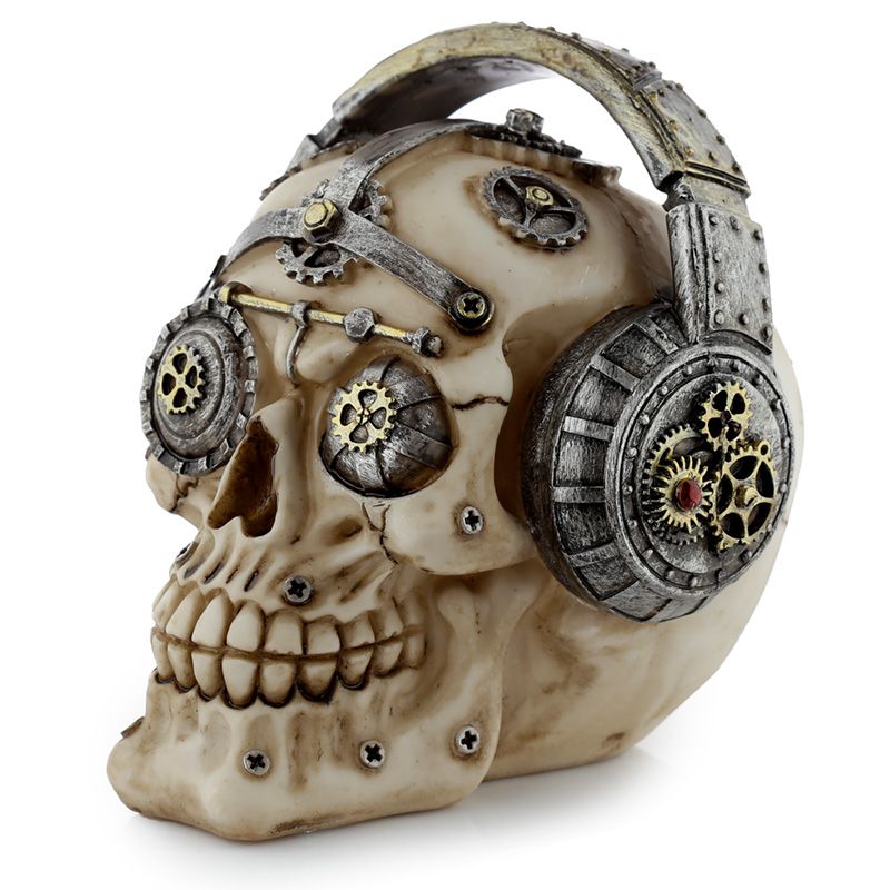 Steam Punk Totenkopf  mit Kopfhörern